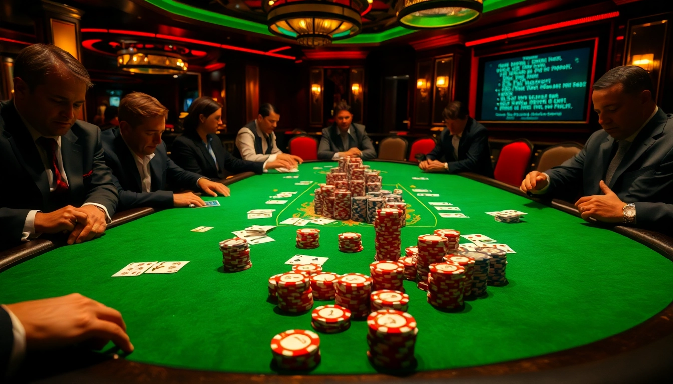 The hidden wiki dark web inspires an intense poker game scene with players and vibrant chips.