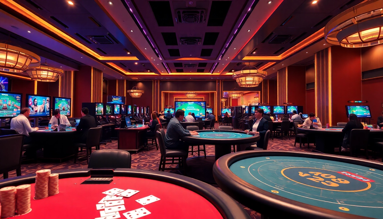 Engaging online casino scene showcasing lively games and players at https://onew88.com/, radiating excitement and trust.