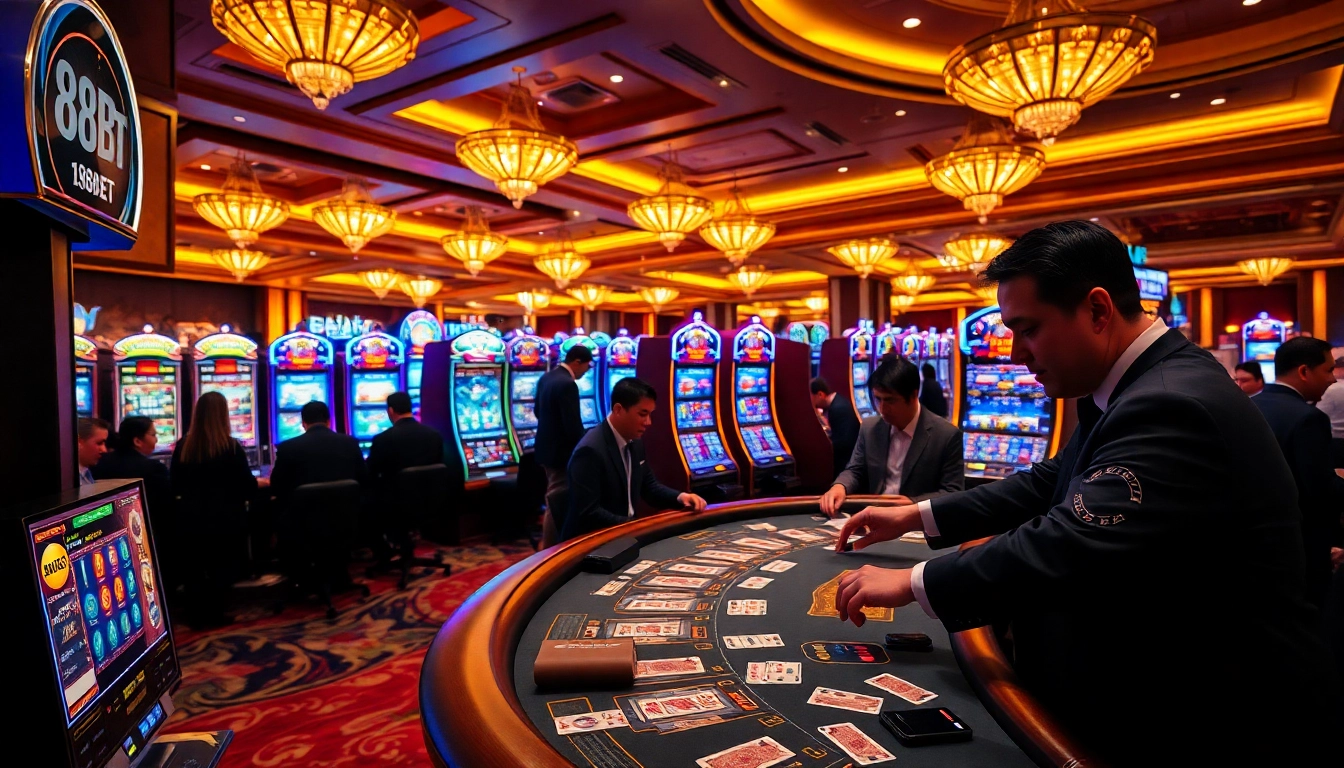 Experience the thrill of winning with 188BET at a vibrant casino setting.
